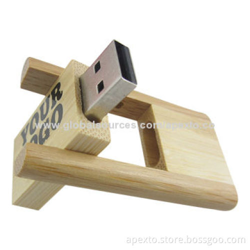 Wood Swivel USB Stick with 16GB Storage Capacity, Supports Password Protection and Bootable Function